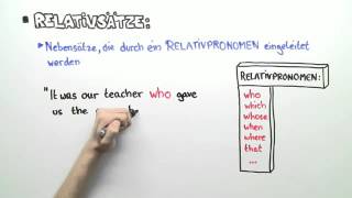 RELATIVSÄTZE  DER BESTIMMENDE RELATIVSATZ  Englisch  Grammatik [upl. by Martinez654]