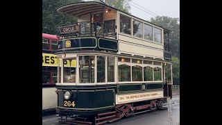 Tram top ride around Beamish Museum on 264 Sheffield Corporation tramways tram [upl. by Ariew]