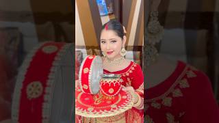 Karwachaut Look ♥️✨ festive married shorts karwachauth makeup lehnga [upl. by Eintrok]