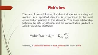 Mass Transfer Definitions and Ficks law of Diffusion [upl. by Retsam351]