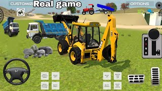 Drive 😎 jcb and unloading stone 🪨 tractor ✓ Dumper in game  Dumper game  jcb game  tractor game [upl. by Marnie]