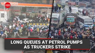 Long queues at petrol pumps as truckers strike [upl. by Akihsar]