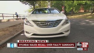 Hyundai recalls midsize cars sunroofs can fly into traffic [upl. by Mae318]