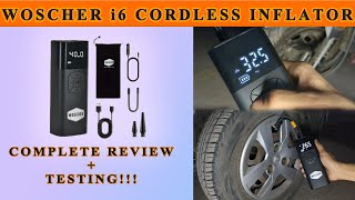 Woscher i6 Portable Tyre Inflator   Cordless Tyre Inflator  cars amp bikes Tyre inflator [upl. by Atinauj]