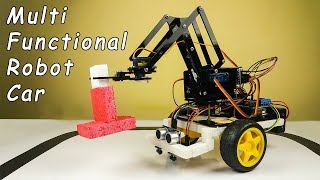 How to make a DIY Multifunctional robot car using Arduino  Step by step [upl. by Esinek]