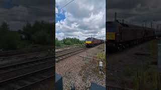 class 47 760 57 010 pulling coaches through Warrington BQ train trainspotting class47 class57 [upl. by Etezzil]