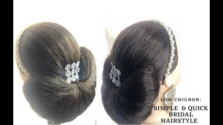 BRIDAL HAIRSTYLE TUTORIAL  QUICK amp EASY CHIGNON [upl. by Selry]