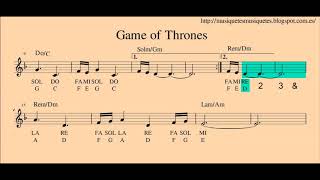 Game of Thrones Juego de Tronos Partitura flauta  playalong C instruments [upl. by Reeta]