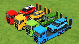 TRANSPORTING PIXAR CARS amp FRUITS WITH COLORED amp JOHN DEERE vs CLAAS vs TRACTORS  BeamNGdrive 983​ [upl. by Novyaj]