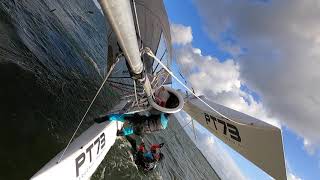 Nacra 20  N 1319 knots  half wind and a dive part II  358 kmh [upl. by Suryt555]