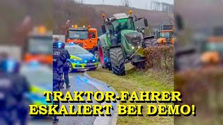 TRAKTORDEMO ESKALIERT  LANDWIRT WILL VOR POLIZEI FLÜCHTEN  SPEKTAKULÄRES POLIZEIMANÖVER [upl. by Allison]