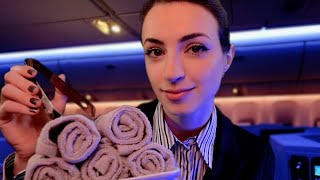 ASMR  Luxury International Flight Attendant Experience  Overnight Flight [upl. by Onavlis]