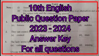 10th English public question paper 2023  2024  with complete answer key [upl. by Gustin]