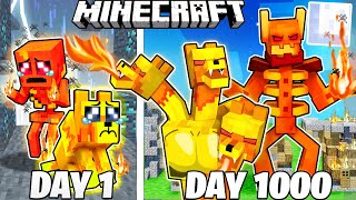 I Survived 1000 Days as FIRE CREATURES in HARDCORE Minecraft [upl. by Bang]