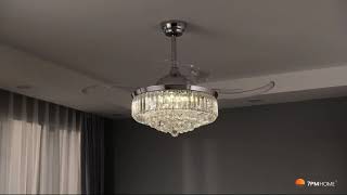 7PM Home  Retractable Crystal Chandelier Ceiling Fan [upl. by Adaran]