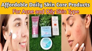 Affordable Daily Skin Care Products for Acne and Oily Skin Type  acneskin lifestylewithsadia [upl. by Goodard]