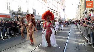 Grazer Faschingsumzug  Närrisches Treiben zum Fasching in Graz [upl. by Toomin144]