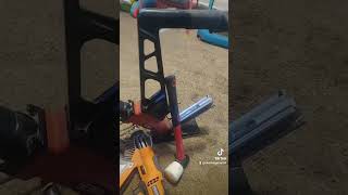 Pneumatic nailer and rubber mallet for installation of HARDWOOD FLOORS [upl. by Eimilb]