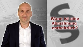 Abmahnung im Arbeitsrecht 4  Wann ist eine Abmahnung ausnahmsweise entbehrlich  FA Bredereck [upl. by Blithe]