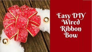 Christmas Crafts Easy DIY Wired Ribbon Bow [upl. by Nappy]