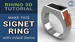 Rhino 3D  Jewelry CAD  Tutorial  Signet Ring with Inlaid Gems [upl. by Gottuard]