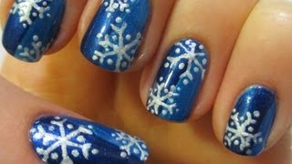 Simple Snowflake Nail Art Tutorial [upl. by Yraeht]