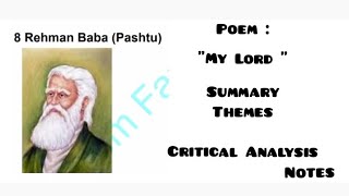 My Lord By Rahman Baba  Poem  Notes  SummaryThemes Critical Analysis poetry [upl. by Nami]