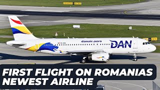 ✈Trip report  Dan Air A320  First flight on Romanias newest airline  Bucharest  London Gatwick ✈ [upl. by Acirat]