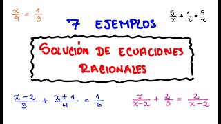 Solución de ecuaciones racionales usando el Minimo Común Divisor  7 Ejemplos [upl. by Fortunato343]