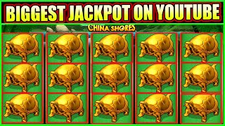 BIGGEST JACKPOT ON YOUTUBE HIGH LIMIT CHINA SHORES SLOT MACHINE [upl. by Connors]