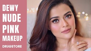 SOFT amp DEWY NUDE PINK MAKEUP TUTORIAL  CLASSY amp SIMPLE DRUGSTORE GLAM [upl. by Ahsitak]