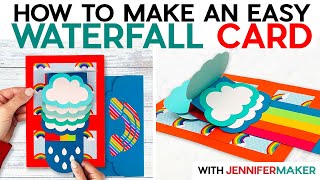 How to Make Waterfall Cards  Easy DIY Rainbow Card [upl. by Nnahtebazile]