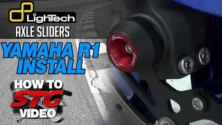 How to install Lightech Axle Sliders on a 1517 Yamaha YZFR1 from SportbikeTrackGearcom [upl. by Anair460]