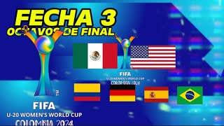 Así se jugaran los OCTAVOS DE FINAL MUNDIAL FEMENINO SUB 20 COLOMBIA 2024 🔥 TABLA DE POSICIONES 3 [upl. by Nosbig]