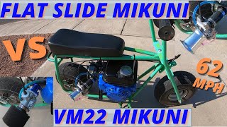 Flat slide Mikuni carburetor versus round slide VM22 Mikuni on a Tillotson 212 [upl. by Abran251]