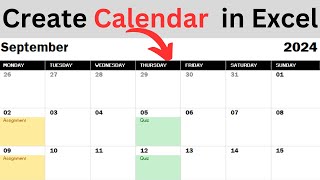 Create Calendar in Excel  Academic Calendar in MS Excel [upl. by Shifra]