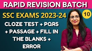 Rapid Revision Batch 10SSC ExamsCGL ESICCloze Test  PQRS  Passage  Fill Ups Error rani mam [upl. by Pollyanna]