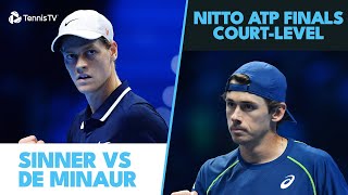 Jannik Sinner vs Alex De Minaur Court Level Highlights  Nitto ATP Finals 2024 [upl. by Ellenad]