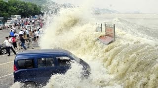 OLAS GIGANTES DE CHINA DE 9 METROS Presa de Haining China [upl. by Atsyrhc]