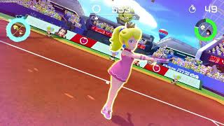 Superfast Mario Tennis Aces  Team Peachgirls in Marina Stadium Clay ring shot doubles coop [upl. by Anikas]