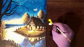 How to paint acrylic Landscape Tutorial real time painting [upl. by Naynek]