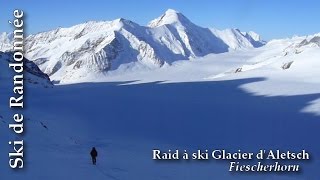 Raid sur le glacier dAletsch Mönch Grosses et Hinter Fiescherhorn Ski de randonnée Alpinisme [upl. by Akkimat]