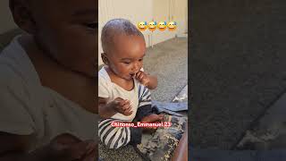 4 months baby eating bone youtubeshorts baby funny [upl. by Nraa812]