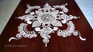 Super easy and simple circle rangoli designs with dots for beginners [upl. by Ladin]