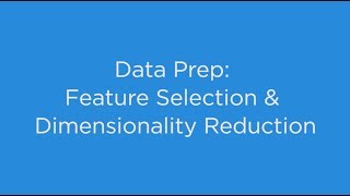 Data Prep Feature Selection amp Dimensionality Reduction [upl. by Dnomed]