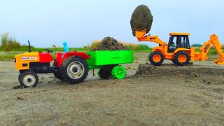 JCB 3dx Jcb4dx backhoe loading Sonalika Tractor Trolley loading video Makmud Toys [upl. by Kinghorn]