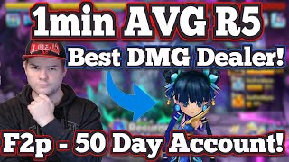 1min AVG Solo R5  No Grinds Used F2p 50 Day Account  Summoners War [upl. by Mellisent405]