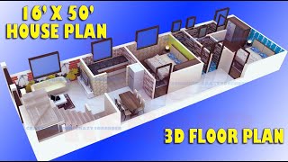 16X50 3D FLOOR PLAN  16X50 VASTU HOME PLAN  16X50 3D HOUSE PLAN  16X50 PLOT KA NAKSHA  16X50 [upl. by Saire406]