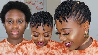 NO EXTENSIONS PROTECTIVE STYLE On Short 4C Natural Hair  Mini Twists amp Flat Twist Tutorial [upl. by Fagan]