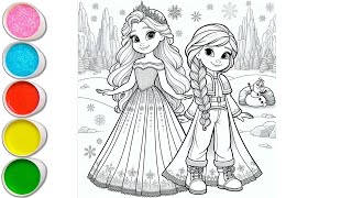 How To Draw Elsa And Anna Frozen Drawing Toddler Coloring Elsa Frozen From Disney Frozen Drawing [upl. by Jochebed]